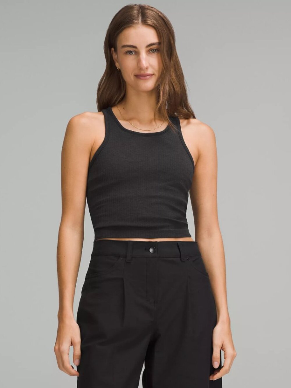 Ebb to Street Cropped Racerback Tank Top Black